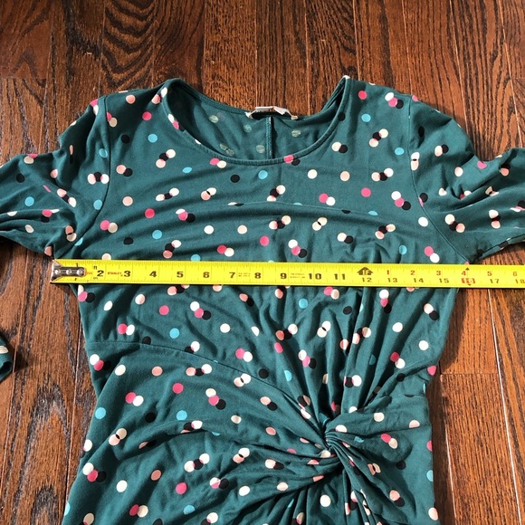 Boden Women’s 4R Green Polka Dot Sheath 3/4 Sleeved Dress w/Tie Knot Waist - EUC - Picture 6 of 10